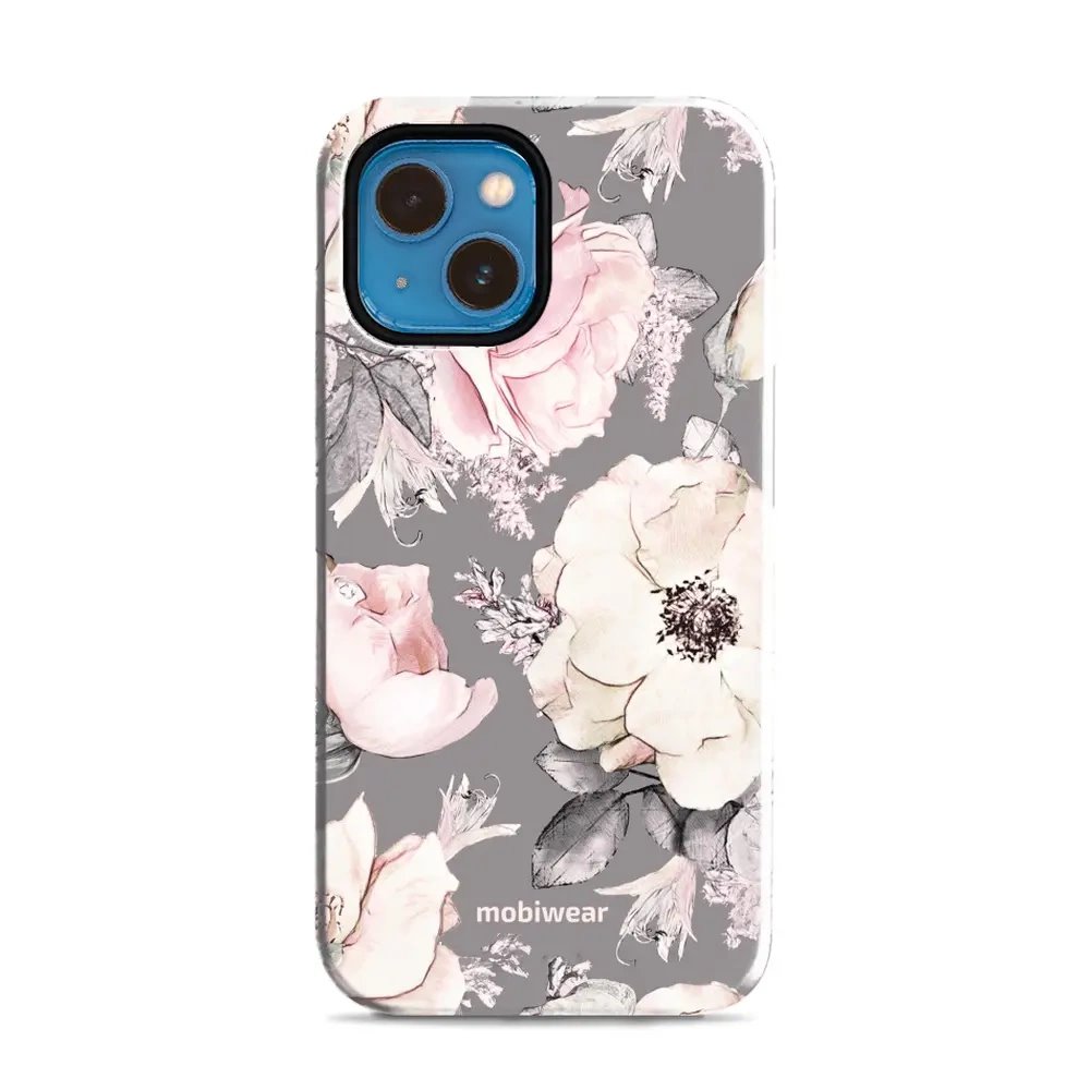 Odolný obal Mobiwear Elite Pro - Apple iPhone 13 Mini - EX06E Květy na šedém pozadí