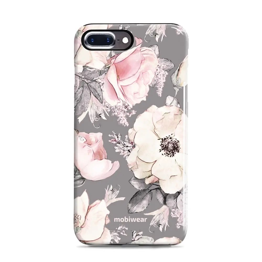 Odolný obal Mobiwear Elite Pro - Apple iPhone 7 Plus / 8 Plus - EX06E Květy na šedém pozadí