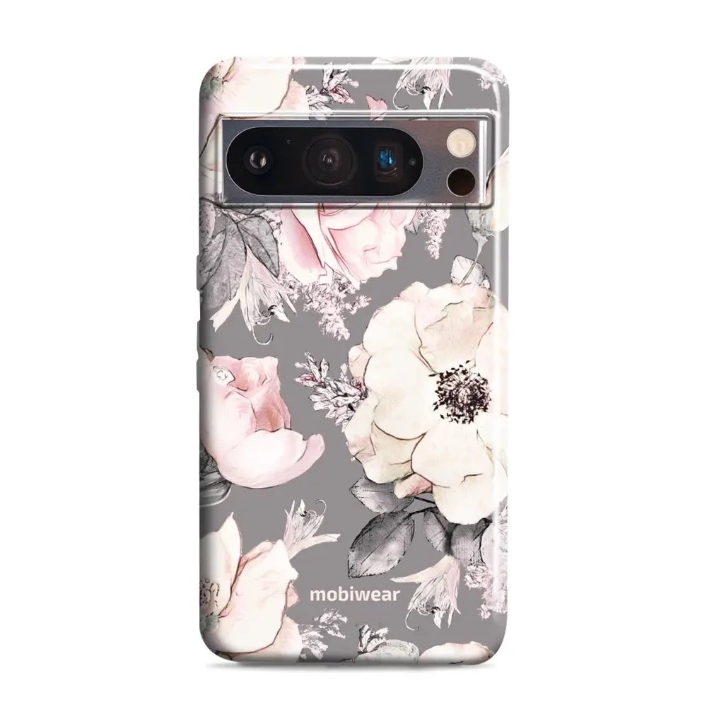 Odolný obal Mobiwear Elite Pro - Google Pixel 8 Pro - EX06E Květy na šedém pozadí