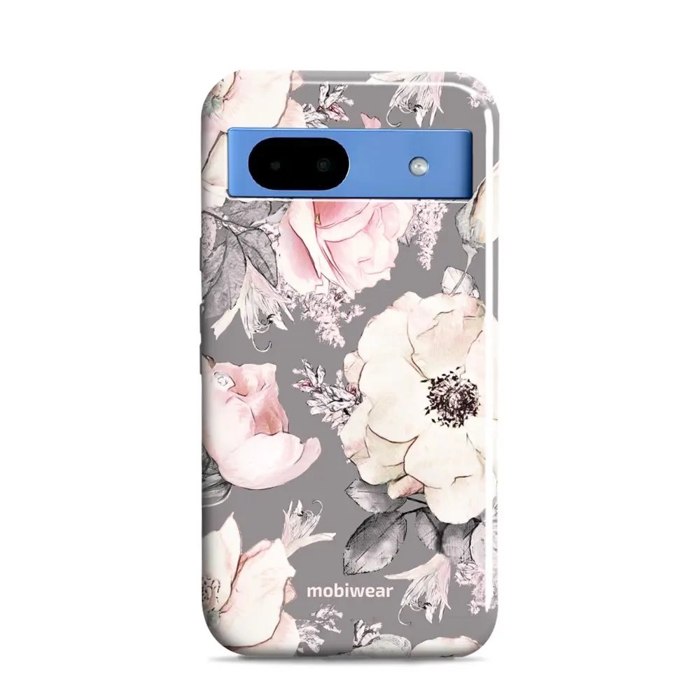Odolný obal Mobiwear Elite Pro - Google Pixel 8A - EX06E Květy na šedém pozadí