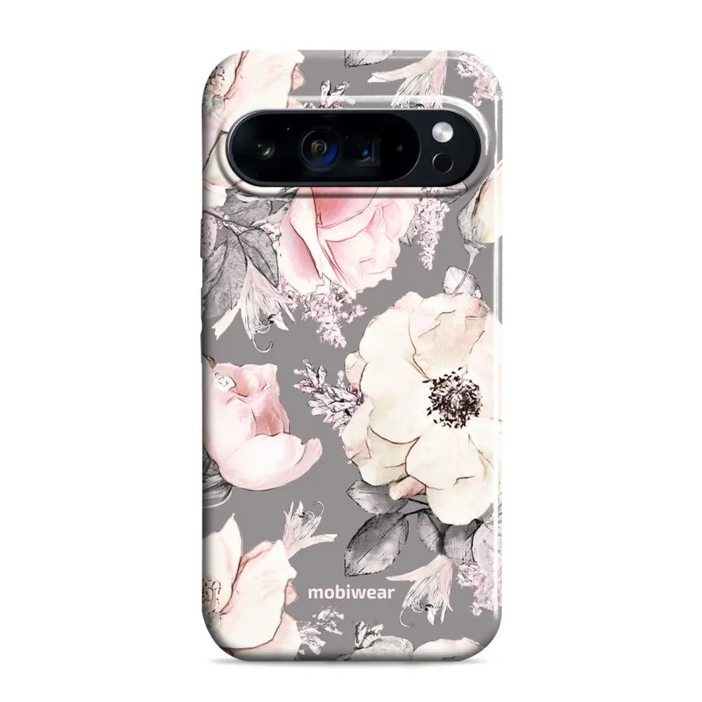 Odolný obal Mobiwear Elite Pro - Google Pixel 9 / 9 Pro - EX06E Květy na šedém pozadí