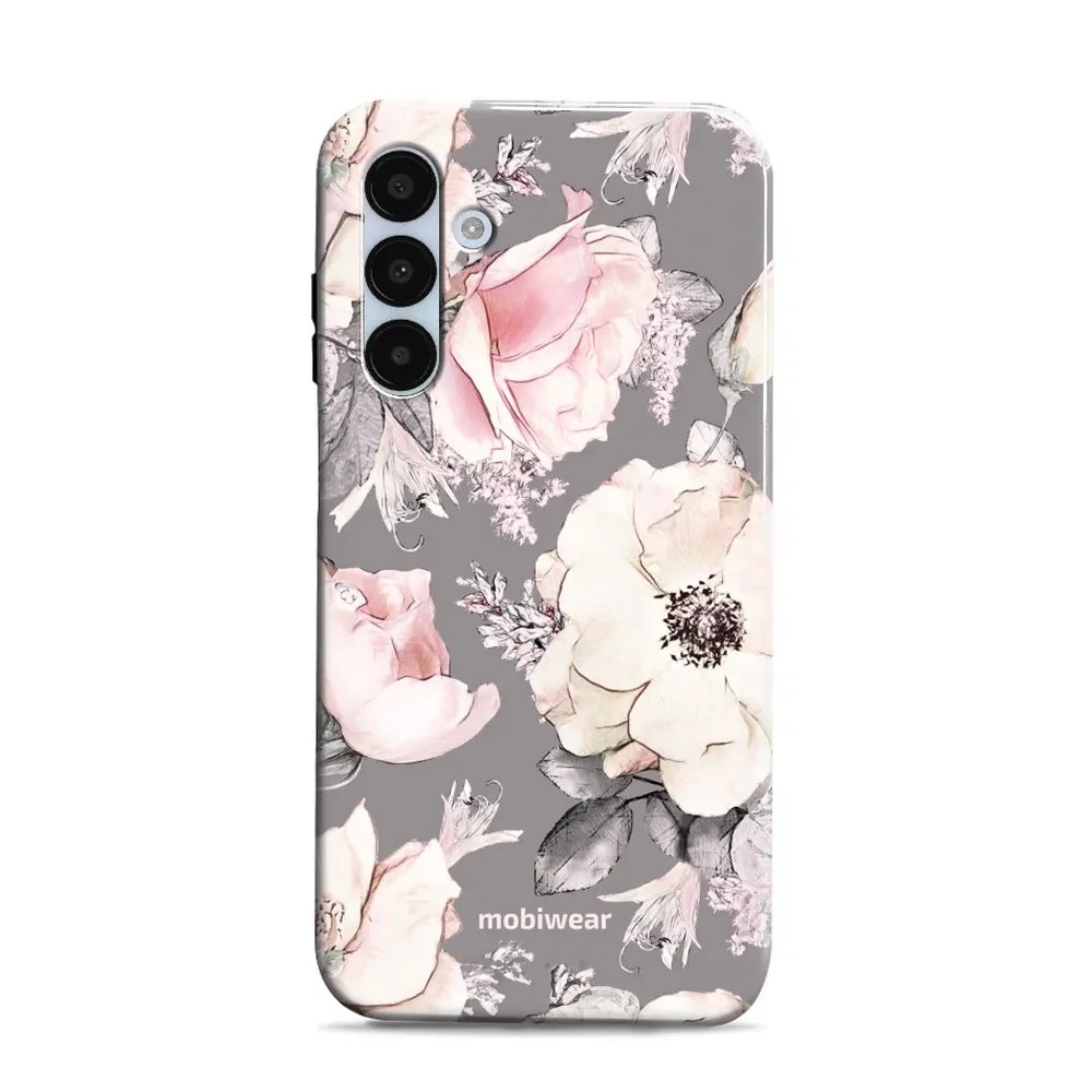 Odolný obal Mobiwear Elite Pro - Samsung Galaxy A25 5G - EX06E Květy na šedém pozadí