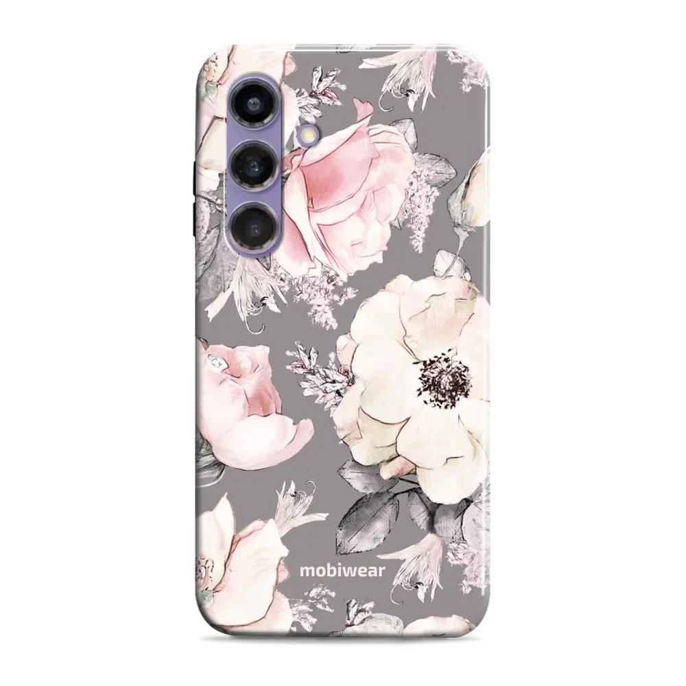 Odolný obal Mobiwear Elite Pro - Samsung Galaxy S24 Plus - EX06E Květy na šedém pozadí