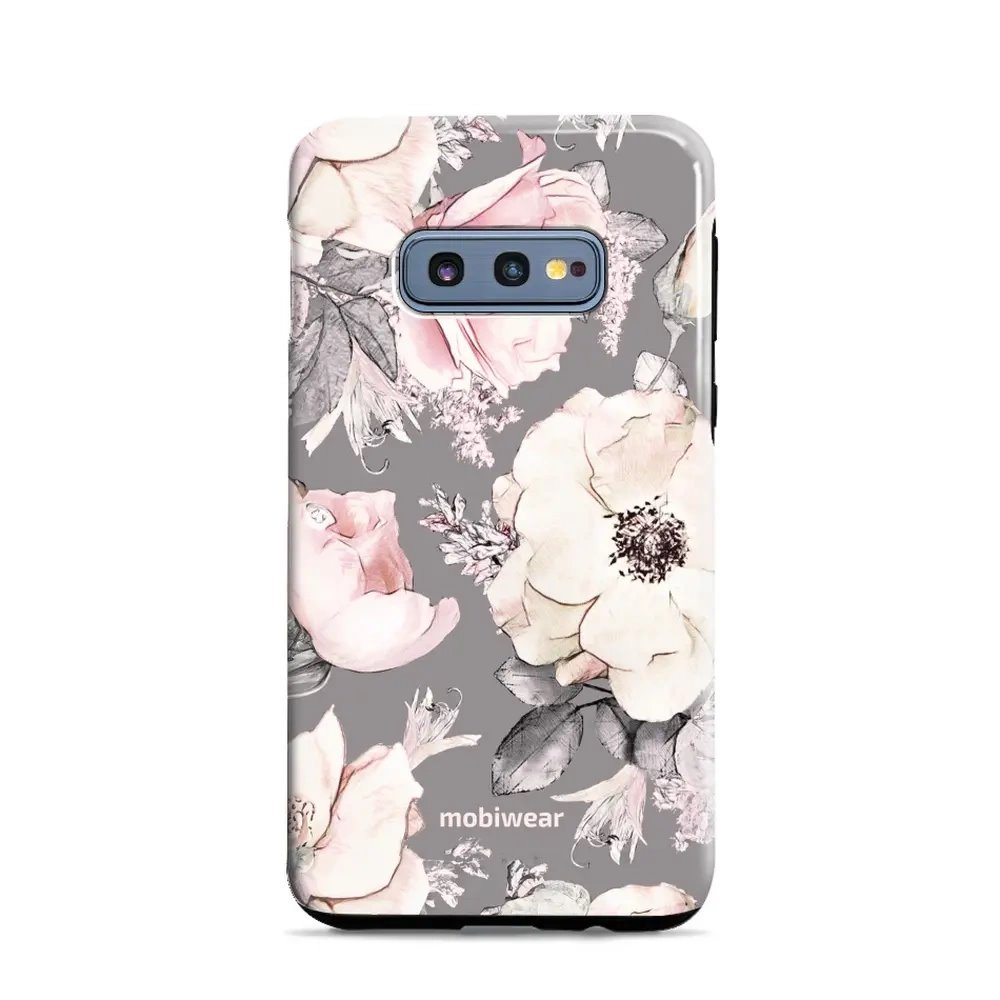 Odolný obal Mobiwear Elite Pro - Samsung Galaxy S10e - EX06E Květy na šedém pozadí