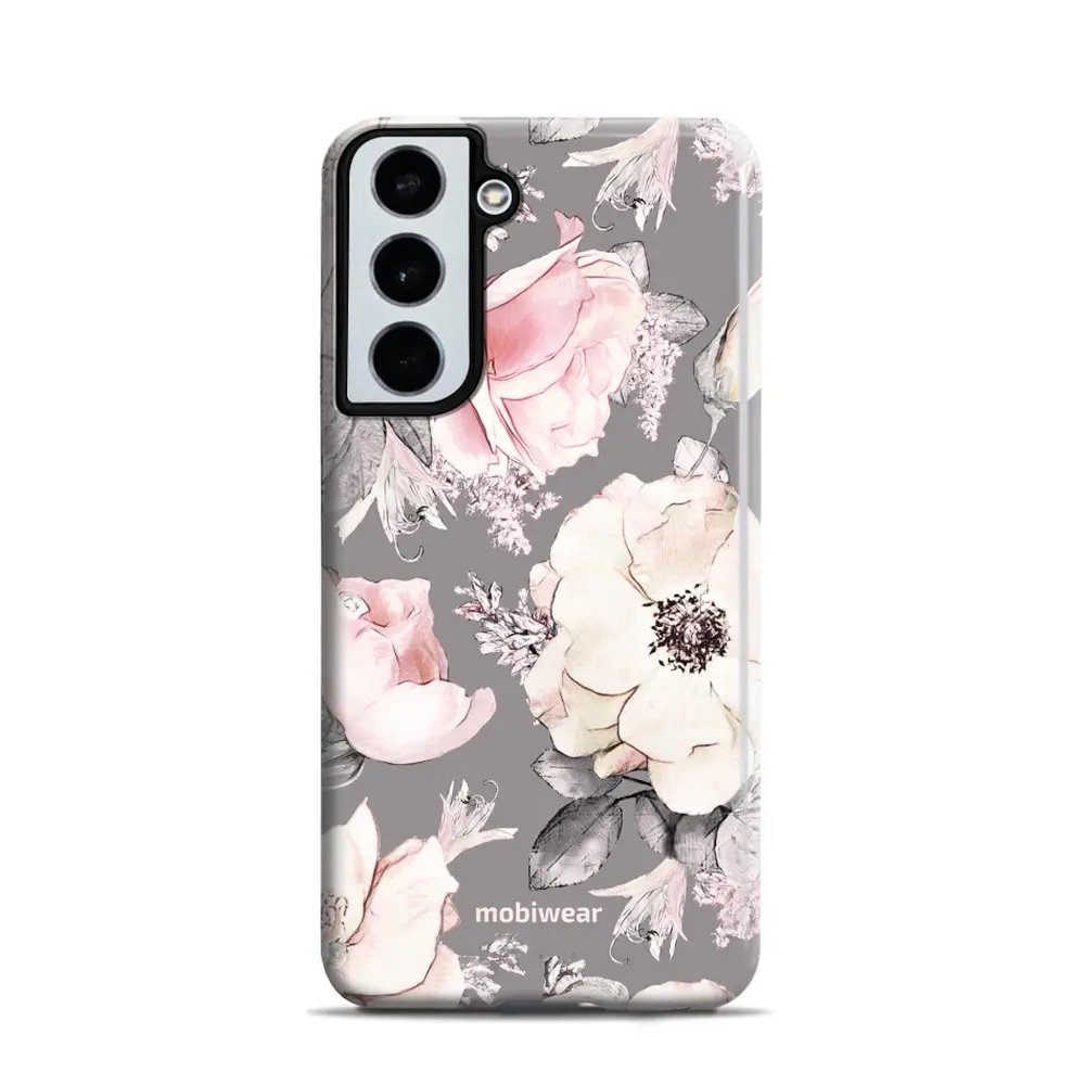 Odolný obal Mobiwear Elite Pro - Samsung Galaxy S22 - EX06E Květy na šedém pozadí
