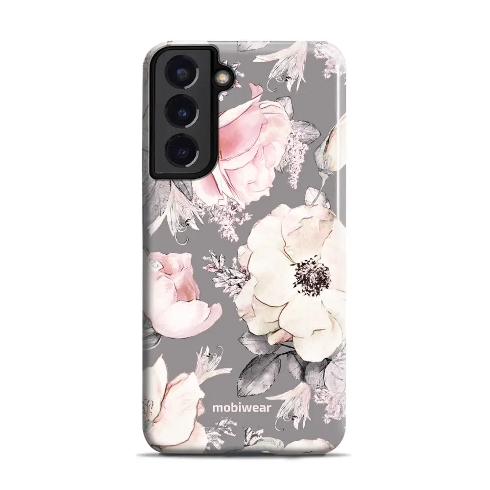 Odolný obal Mobiwear Elite Pro - Samsung Galaxy S22 Plus - EX06E Květy na šedém pozadí