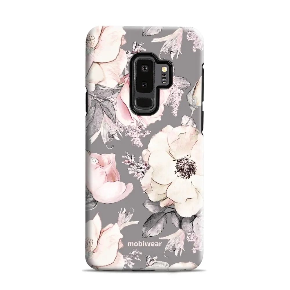Odolný obal Mobiwear Elite Pro - Samsung Galaxy S9 Plus - EX06E Květy na šedém pozadí