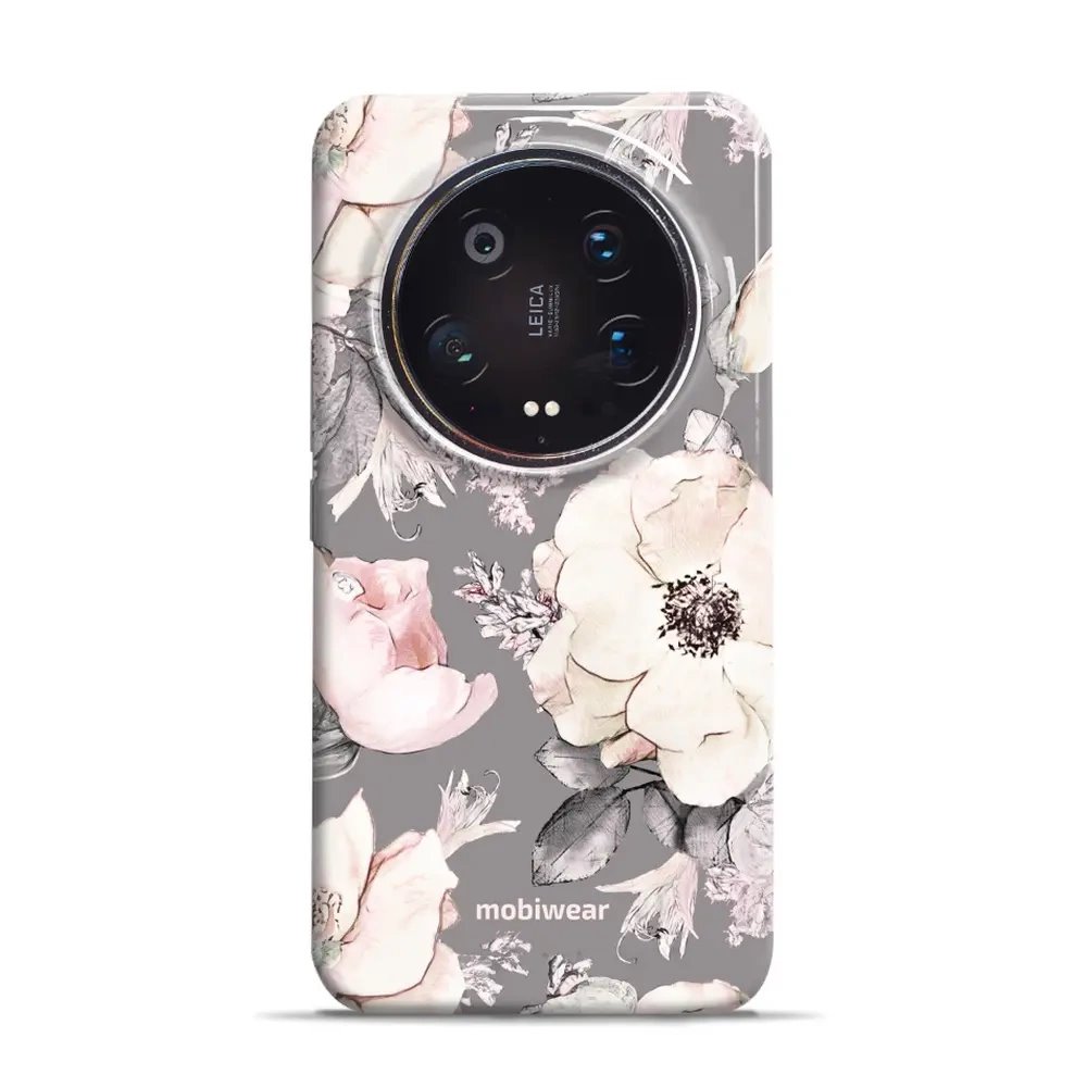 Odolný obal Mobiwear Elite Pro - Xiaomi 14 Ultra 5G - EX06E Květy na šedém pozadí
