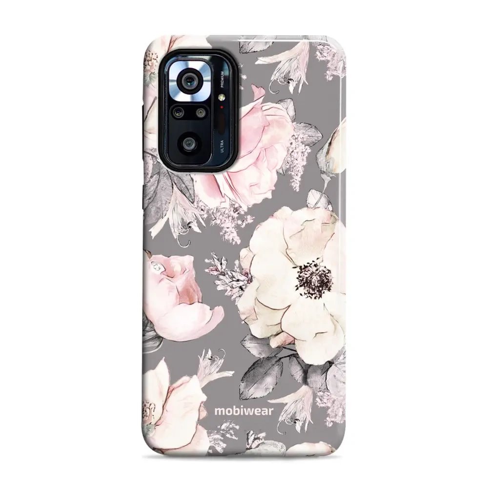 Odolný obal Mobiwear Elite Pro - Xiaomi Redmi Note 10 Pro - EX06E Květy na šedém pozadí