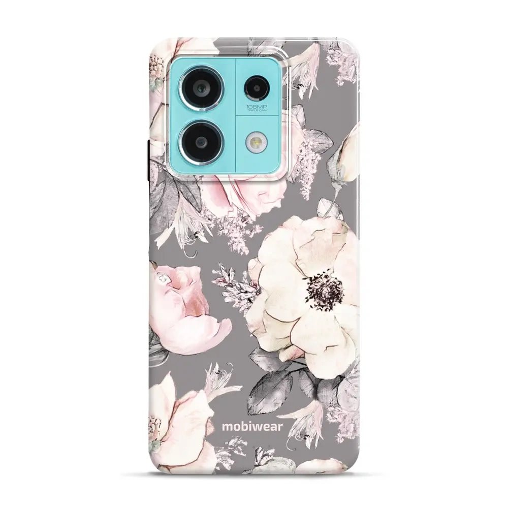 Odolný obal Mobiwear Elite Pro - Xiaomi Redmi Note 13 Pro 5G / Poco X6 5G - EX06E Květy na šedém pozadí