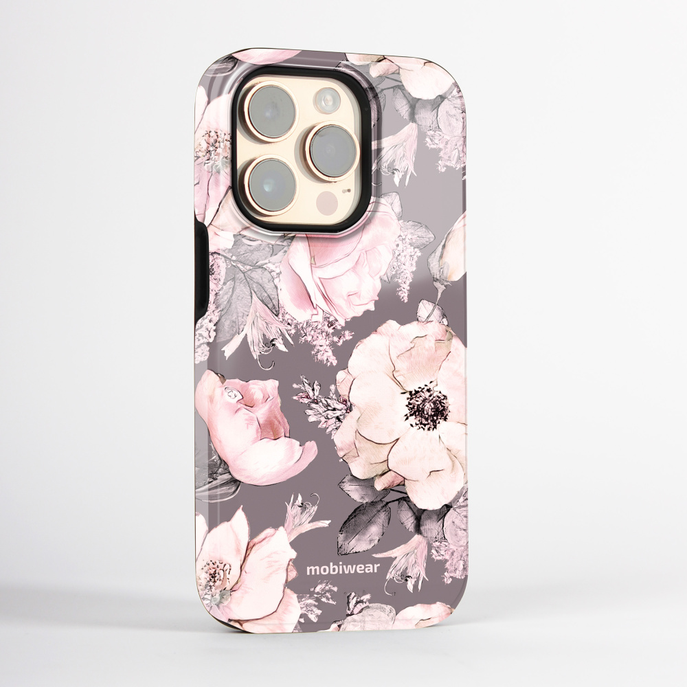 Odolný obal Mobiwear Elite Pro - Samsung Galaxy Z Flip 7 - EX06E Květy na šedém pozadí