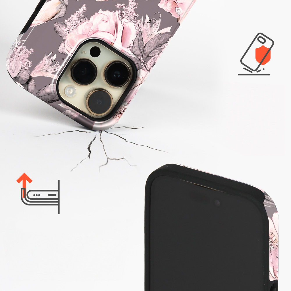 Odolný obal Mobiwear Elite Pro - Samsung Galaxy Z Flip 7 - EX06E Květy na šedém pozadí