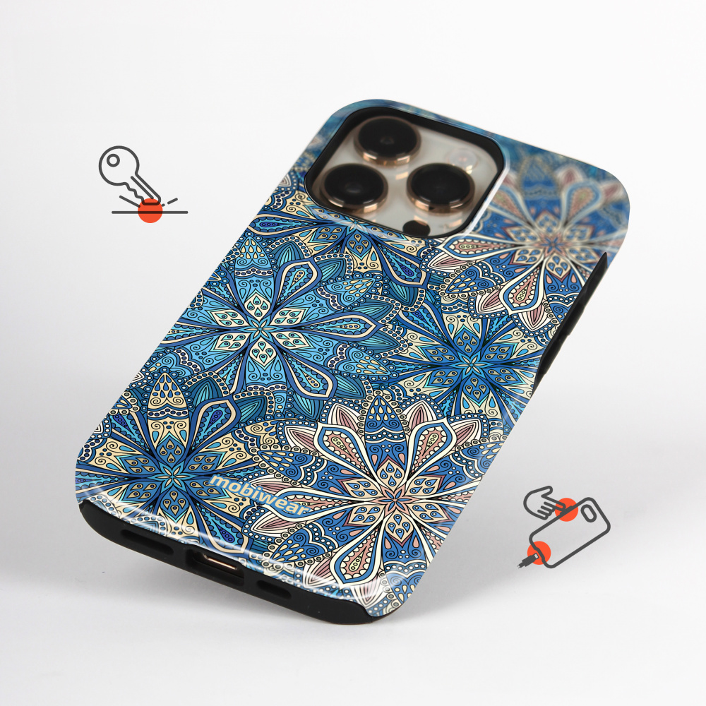 Odolný obal Mobiwear Elite Pro - Samsung Galaxy S21 Ultra - E108E Modré mandala květy