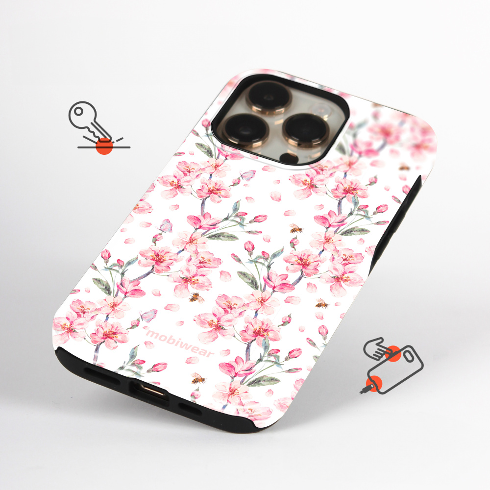 Odolný obal Mobiwear Elite Pro - Samsung Galaxy S24 - E124E Růžové květy