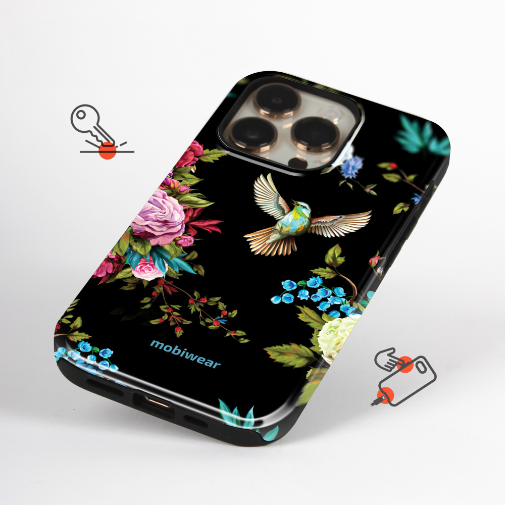 Odolný obal Mobiwear Elite Pro - Samsung Galaxy S21 Ultra - ED09E Ptáček a květy