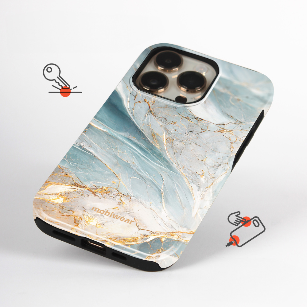 Odolný kryt na mobil Samsung Galaxy S26 - Mobiwear Elite Pro EP34E, zelenkavý a zlatavý mramor