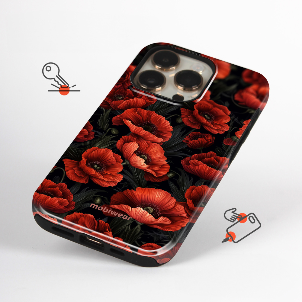 Odolný obal Mobiwear Elite Pro - Samsung Galaxy S24 - EP45E Temné červené květy