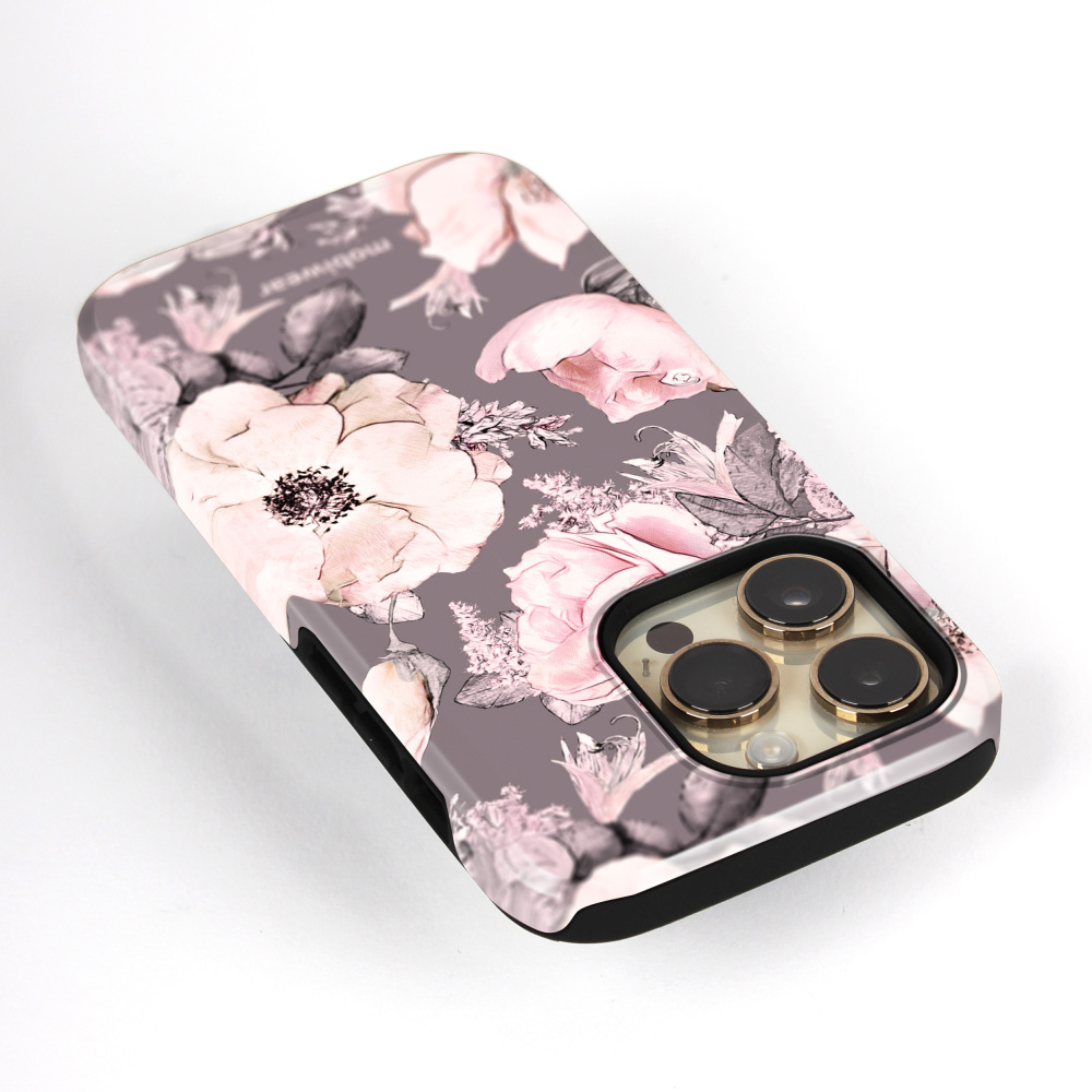 Odolný obal Mobiwear Elite Pro - Samsung Galaxy Z Flip 7 - EX06E Květy na šedém pozadí