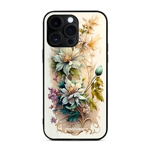 Prémiový lesklý kryt Mobiwear Glossy na mobil Apple iPhone 14 Pro Max - G014G Krémové květy - VÝPRODEJ