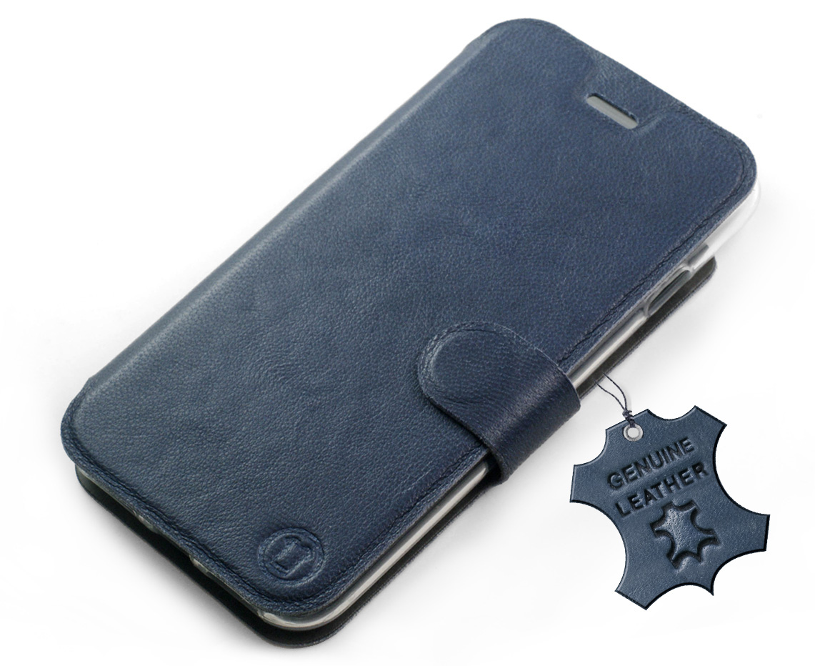 Kožené flip pouzdro Mobiwear - Motorola Moto G13 - Modré