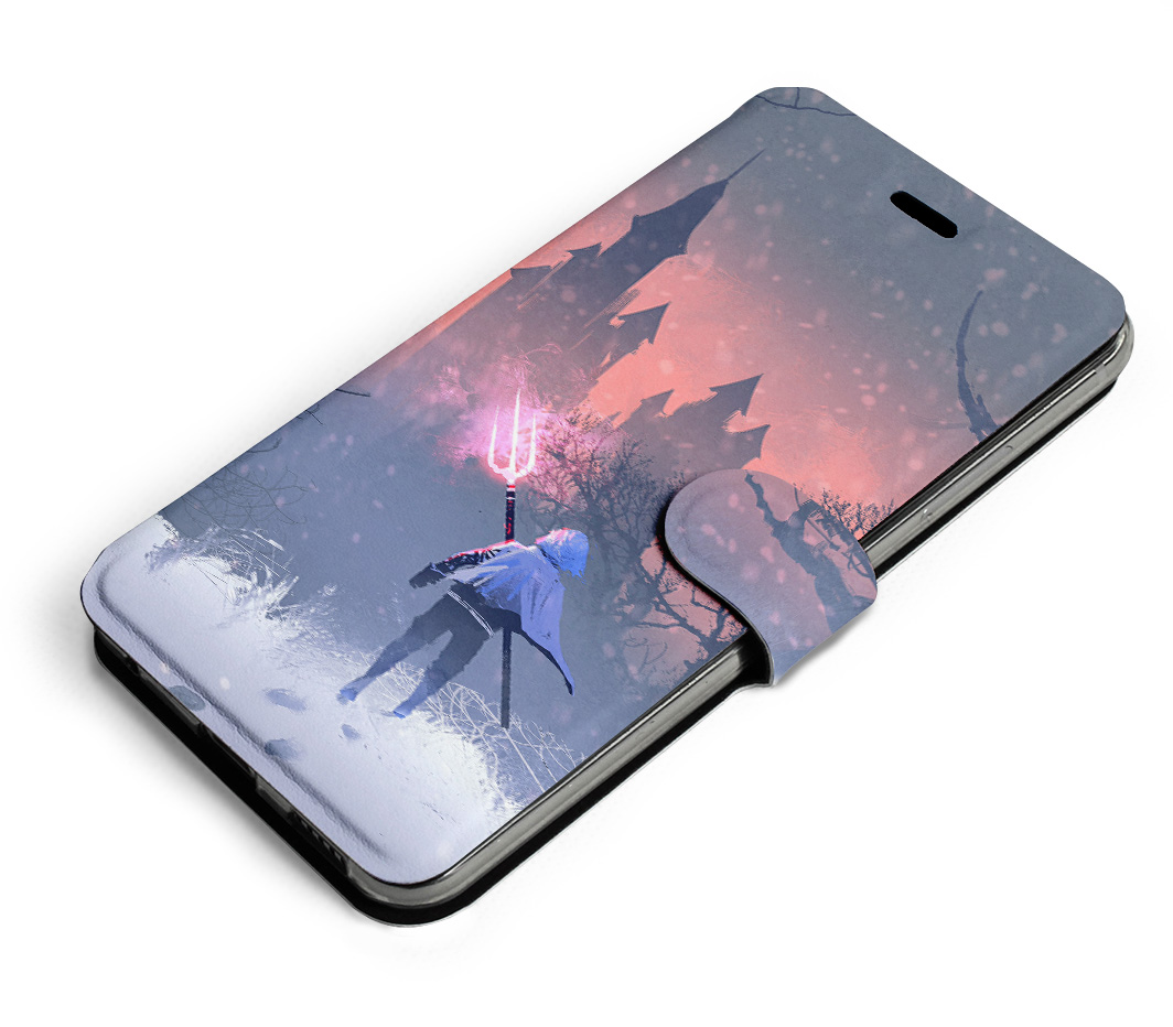 Flipové pouzdro Mobiwear na mobil Apple iPhone 14 Pro Max - MA11S Bojovník s harpunou - VÝPRODEJ