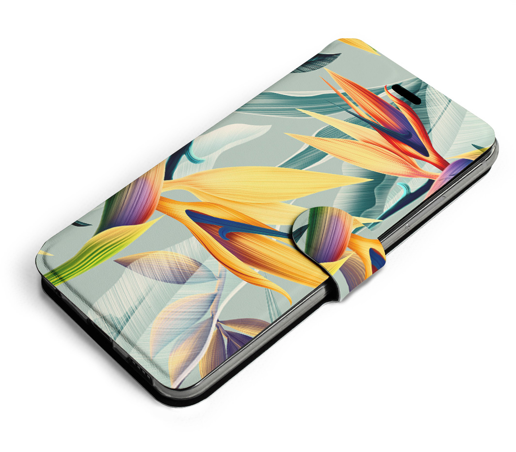 Flipové pouzdro Mobiwear - Samsung Galaxy A34 5G - MC02S Žluté velké květy a zelené listy