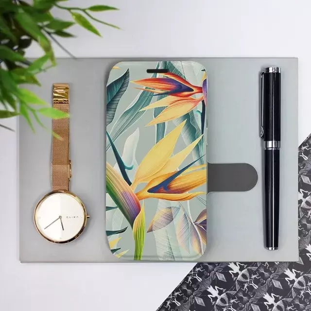Flipové pouzdro Mobiwear - Xiaomi Redmi Note 12 4G - MC02S Žluté velké květy a zelené listy