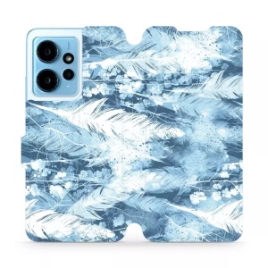 Knížkové flip pouzdro Mobiwear - Xiaomi Redmi Note 12 4G - M058S Světle modrá horizontální pírka - VÝPRODEJ