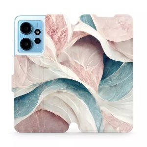 Knížkové flip pouzdro Mobiwear - Xiaomi Redmi Note 12 4G - VP33S Růžový a zelenkavý mramor - VÝPRODEJ