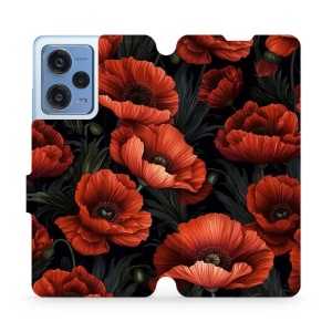Flipové pouzdro Mobiwear - Xiaomi Redmi Note 12 Pro 5G - VP45S Temné červené květy
