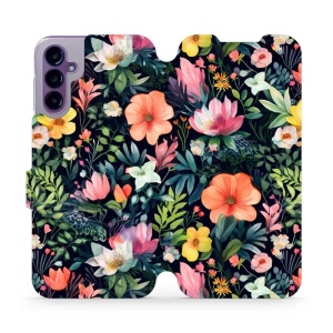 Flipové pouzdro Mobiwear - Samsung Galaxy A14 5G / LTE - VP48S Pestré kvítky