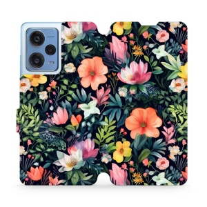 Flipové pouzdro Mobiwear - Xiaomi Redmi Note 12 Pro 5G - VP48S Pestré kvítky