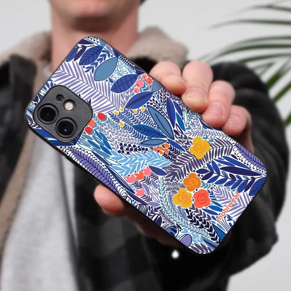 Lesklý kryt Mobiwear Glossy - Apple iPhone 12 Pro - G037G - Modrá květena