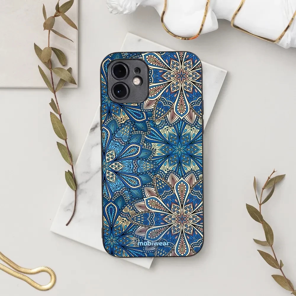 Prémiový lesklý kryt Mobiwear Glossy na mobil Samsung Galaxy S23 Ultra - G038G - Modré mandala květy - VÝPRODEJ