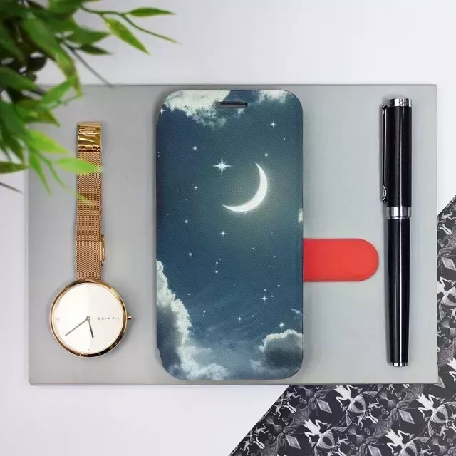Flipové pouzdro Mobiwear - Samsung Galaxy A34 5G - V145P Noční obloha s měsícem