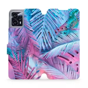 Flipové pouzdro Mobiwear - Motorola Moto G13 - MG10S Fialové a modré listy