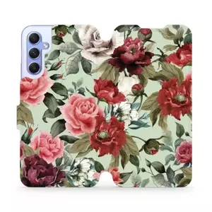 Flipové pouzdro Mobiwear - Samsung Galaxy A34 5G - MD06P Růže a květy na světle zelené
