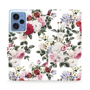 Flipové pouzdro Mobiwear - Xiaomi Redmi Note 12 Pro 5G - MD01S Růže na bílé