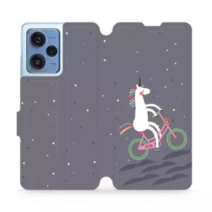 Flipové pouzdro Mobiwear na mobil Xiaomi Redmi Note 12 Pro 5G - V024P Jednorožec na kole - VÝPRODEJ