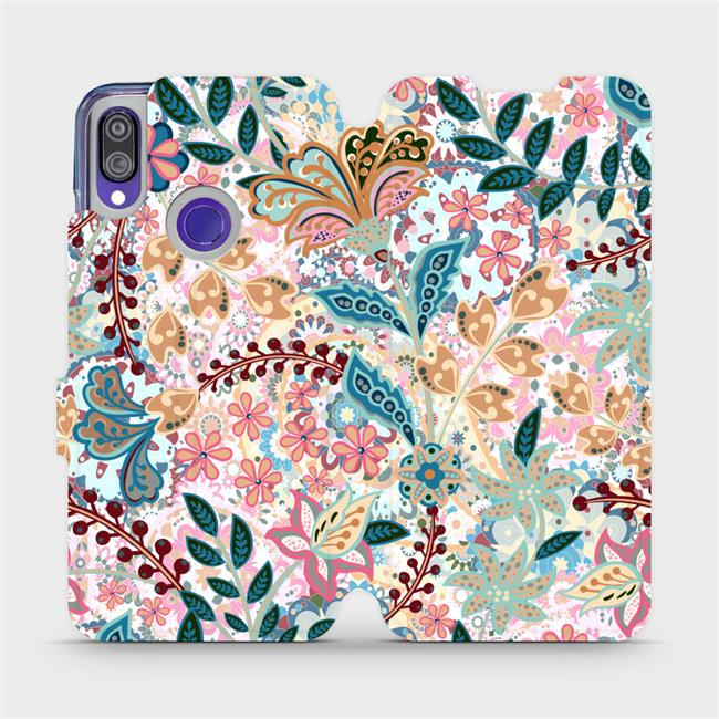 Flipové pouzdro Mobiwear - Xiaomi Redmi Note 7 - MX04S Spletité kvítky a listy