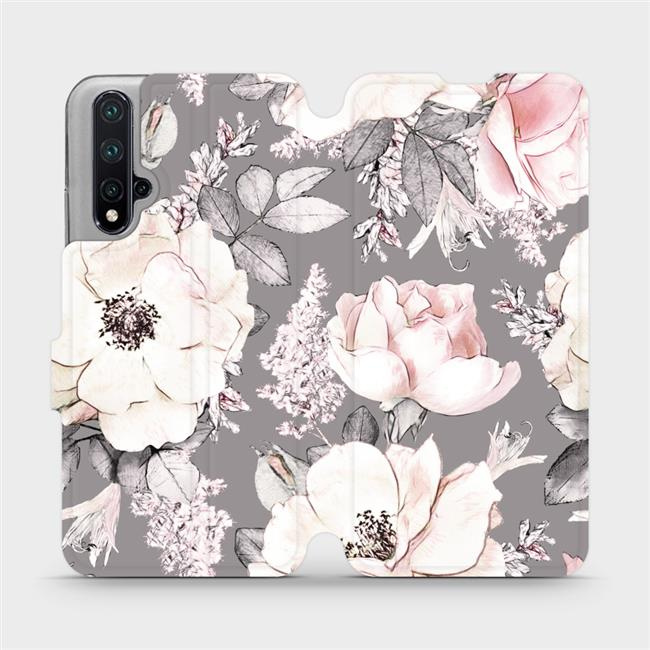 Flipové pouzdro Mobiwear - Honor 20 - MX06S Květy na šedém pozadí
