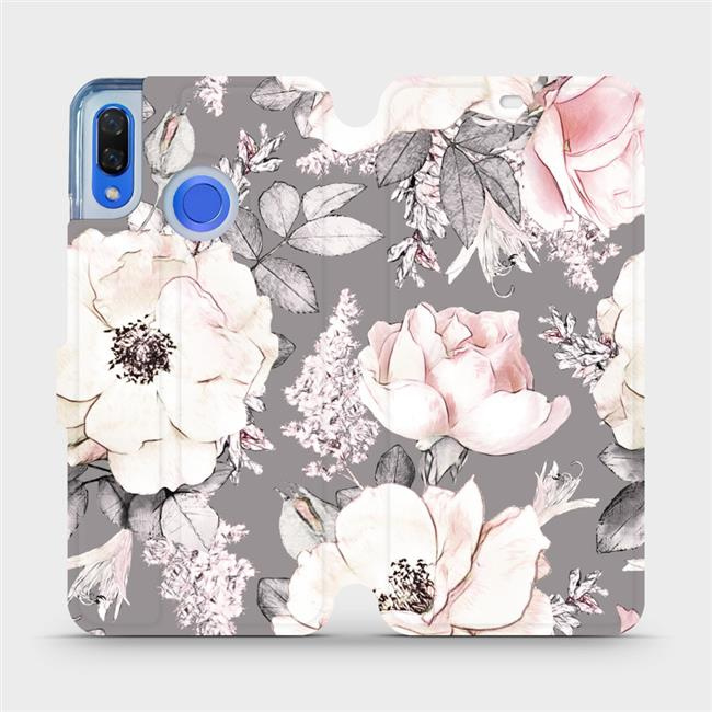 Flipové pouzdro Mobiwear - Huawei Nova 3 - MX06S Květy na šedém pozadí