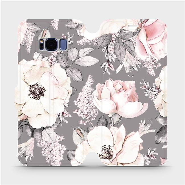 Flipové pouzdro Mobiwear - Samsung Galaxy S8 - MX06S Květy na šedém pozadí