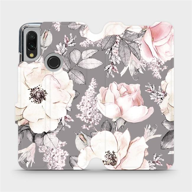 Flipové pouzdro Mobiwear - Xiaomi Redmi 7 - MX06S Květy na šedém pozadí