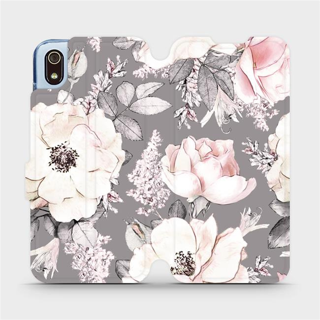 Flipové pouzdro Mobiwear - Xiaomi Redmi 7A - MX06S Květy na šedém pozadí