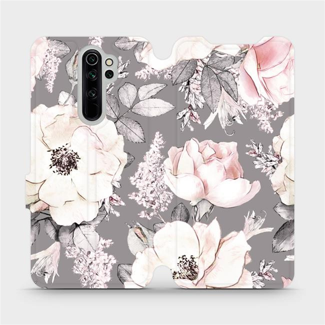 Flipové pouzdro Mobiwear - Xiaomi Redmi Note 8 Pro - MX06S Květy na šedém pozadí