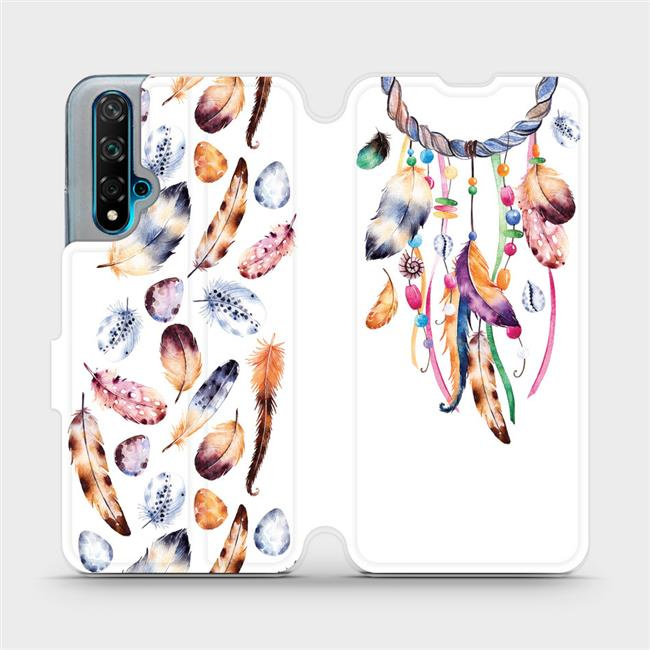 Flipové pouzdro Mobiwear - Huawei Nova 5T - M003S Lapač a barevná pírka