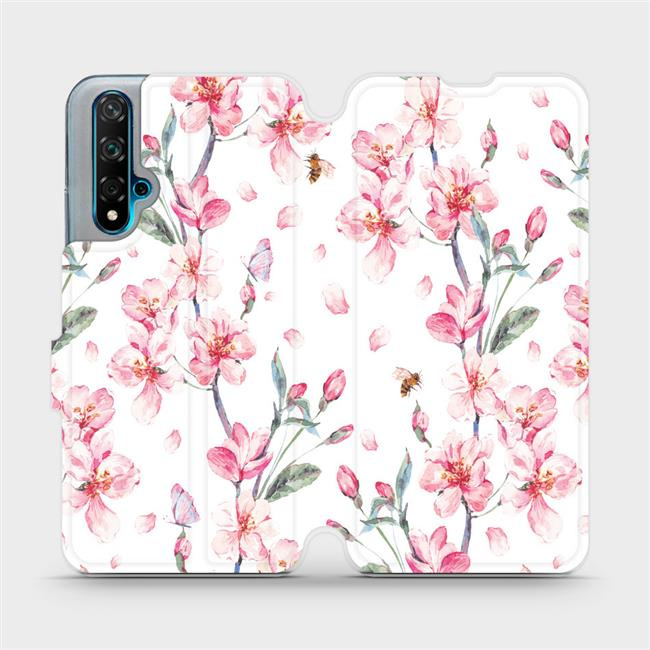 Flipové pouzdro Mobiwear - Huawei Nova 5T - M124S Růžové květy
