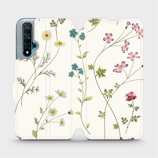 Flipové pouzdro Mobiwear - Huawei Nova 5T - MD03S Tenké rostlinky s květy