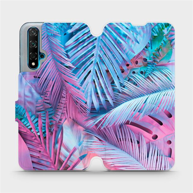 Flipové pouzdro Mobiwear - Huawei Nova 5T - MG10S Fialové a modré listy